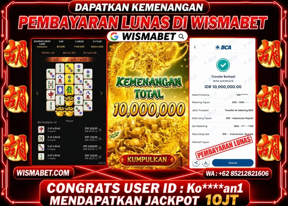Wismabet - BUKTI KEMENANGAN Mahjong Ways  2 Ko****an1 Rp10,000,000,- LUNAS